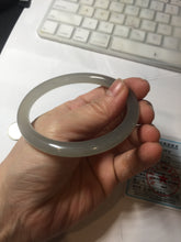 Load image into Gallery viewer, 59.4mm Certified 100% Natural gray black(灰冰) flat round cut nephrite jade bangle HN38-3593