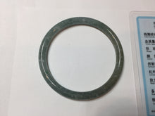 Load image into Gallery viewer, 56mm Type A 100% Natural Light Green/Gray/Black/Brown “Reed Flowers & Snow” Guatemala Slim Round Cut Jadeite Bangle PJ127-1420