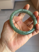 Load image into Gallery viewer, 61.2mm certified type A 100% Natural oily dark green gray black with flying snow Jadeite jade bangle PC208-7672