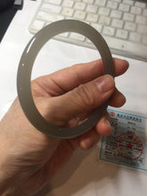Load image into Gallery viewer, 59.4mm Certified 100% Natural gray black(灰冰) flat round cut nephrite jade bangle HN38-3593