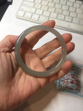 Load image into Gallery viewer, 59.4mm Certified 100% Natural gray black(灰冰) flat round cut nephrite jade bangle HN38-3593