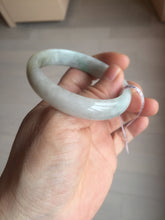 Load image into Gallery viewer, 50.5mm Certified Type A 100% Natural sunny green/white Oval Jadeite Jade bangle F115-0086