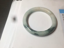 Load image into Gallery viewer, 59mm Certified type A 100% Natural green/white/brown with green floating flowers slim Jadeite bangle AZ34-4364