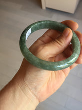Load image into Gallery viewer, 61.2mm certified type A 100% Natural oily dark green gray black with flying snow Jadeite jade bangle PC208-7672