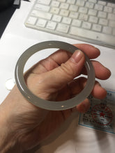 Load image into Gallery viewer, 59.4mm Certified 100% Natural gray black(灰冰) flat round cut nephrite jade bangle HN38-3593