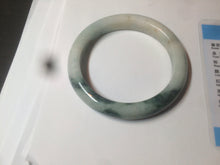 Load image into Gallery viewer, 59mm Certified type A 100% Natural green/white/brown with green floating flowers slim Jadeite bangle AZ34-4364