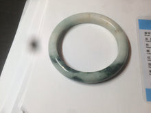 Load image into Gallery viewer, 59mm Certified type A 100% Natural green/white/brown with green floating flowers slim Jadeite bangle AZ34-4364