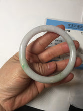 Load image into Gallery viewer, 56mm Certified Type A 100% Natural light green purple(春带彩) round cut jadeite Jade bangle AA81-4938