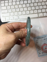 Load image into Gallery viewer, 56mm Type A 100% Natural Light Green/Gray/Black/Brown “Reed Flowers & Snow” Guatemala Slim Round Cut Jadeite Bangle PJ127-1420