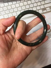 Load image into Gallery viewer, 60.9mm 100% Natural Dark Green/Black Meteorite Star Night Sky Galaxy Round Cut Nephrite Bangle HK3-0558