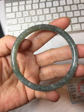 Load image into Gallery viewer, 56mm Type A 100% Natural Light Green/Gray/Black/Brown “Reed Flowers & Snow” Guatemala Slim Round Cut Jadeite Bangle PJ127-1420