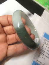 Load image into Gallery viewer, 59.2mm certified type A 100% Natural watery dark green/black/white Jadeite jade bangle BF22-0395