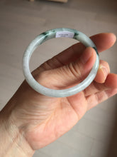 Load image into Gallery viewer, 49mm certified natural 100% natural Type A green white with green flying flowers oval jadeite jade bangle PB110-2435