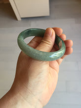 Load image into Gallery viewer, 51.5mm Certified Type A 100% Natural Oily Dark Green Gray Black with Flying Snow Oval Jadeite Jade Bangle PC207-7685