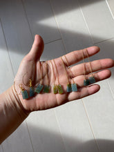 Load image into Gallery viewer, 100% Natural icy watery deep sea blue/green/gray safe and sound dangling Guatemala jadeite Jade earring Q125