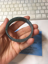 Load image into Gallery viewer, 52.8mm Certified Type A 100% Natural icy watery deep sea green/blue/gray/black Guatemala Jadeite bangle PJ31-6391