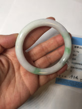 Load image into Gallery viewer, 54.3mm Certified Type A 100% Natural light green purple(春带彩) round cut jadeite Jade bangle AA82-4936