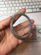 Load image into Gallery viewer, 56mm Type A 100% Natural Light Green/Gray/Black/Brown “Reed Flowers & Snow” Guatemala Slim Round Cut Jadeite Bangle PJ128-1410