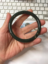 Load image into Gallery viewer, 60.9mm 100% Natural Dark Green/Black Meteorite Star Night Sky Galaxy Round Cut Nephrite Bangle HK3-0558