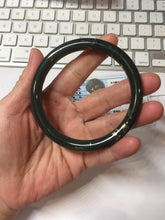 Load image into Gallery viewer, 60.9mm 100% Natural Dark Green/Black Meteorite Star Night Sky Galaxy Round Cut Nephrite Bangle HK3-0558