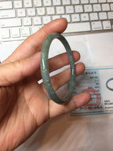 Load image into Gallery viewer, 56mm Type A 100% Natural Light Green/Gray/Black/Brown “Reed Flowers & Snow” Guatemala Slim Round Cut Jadeite Bangle PJ128-1410