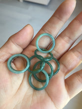 Load image into Gallery viewer, Size5 100% natural type A icy watery light green/blue/yellow/gray skinny Guatemala jadeite jade slim band ring AR105