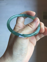 Load image into Gallery viewer, 57mm Certified Type A 100% Natural light green/blue/gray/brown with flying snow Guatemala slim round cut Jadeite bangle PD57-5536
