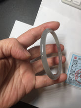 Load image into Gallery viewer, 55mm Certified 100% Natural gray black(灰冰) slim round cut nephrite jade bangle HN39-9112