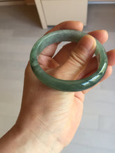 Load image into Gallery viewer, 51.5mm Certified Type A 100% Natural Oily Dark Green Gray Black with Flying Snow Oval Jadeite Jade Bangle PC207-7685