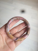 Load image into Gallery viewer, 52.3mm 100% natural pink/golden round cut rose stone (Rhodonite)bangle XY78