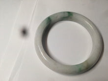 Load image into Gallery viewer, 60.6mm certified 100% Natural green/white with green floating flowers Jadeite Jade bangle AZ36-4373