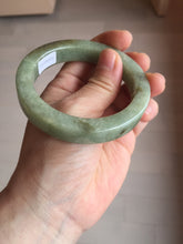 Load image into Gallery viewer, 55mm certified type A 100% Natural light green/gray/brown square style Jadeite Jade bangle BS1-1502