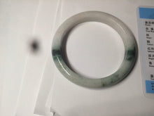 Load image into Gallery viewer, 58.8mm certified 100% Natural green/white with green floating flowers Jadeite Jade bangle AZ37-4365