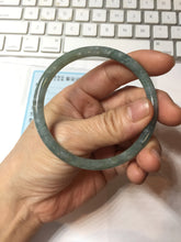 Load image into Gallery viewer, 56mm Type A 100% Natural Light Green/Gray/Black/Brown “Reed Flowers & Snow” Guatemala Slim Round Cut Jadeite Bangle PJ128-1410