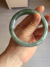 Load image into Gallery viewer, 58.2mm certified type A 100% Natural oily dark green gray black with flying snow Jadeite jade bangle PC206-7680