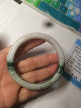 Load image into Gallery viewer, 58.8mm certified 100% Natural green/white with green floating flowers Jadeite Jade bangle AZ37-4365