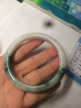 Load image into Gallery viewer, 58.8mm certified 100% Natural green/white with green floating flowers Jadeite Jade bangle AZ37-4365