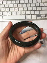 Load image into Gallery viewer, 62.2mm 100% Natural Dark Green/Black Meteorite Starry Night Sky Galaxy Nephrite Bangle HK4-5902