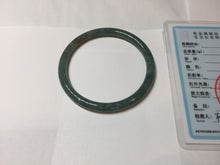 Load image into Gallery viewer, 54.2mm Type A 100% Natural Light Green/Gray/Black/Brown “Reed Flowers & Snow” Guatemala Slim Round Cut Jadeite Bangle PJ129-1422