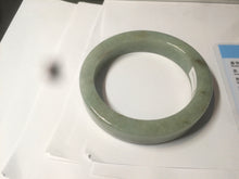 Load image into Gallery viewer, 59.5mm certified type A 100% Natural light green/gray chubby square style Jadeite Jade bangle AZ38-1505
