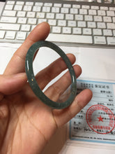 Load image into Gallery viewer, 54.2mm Type A 100% Natural Light Green/Gray/Black/Brown “Reed Flowers & Snow” Guatemala Slim Round Cut Jadeite Bangle PJ129-1422
