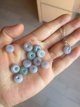 Load image into Gallery viewer, 10.5mm Type A 100% Natural purple green gray Jadeite Safety Guardian Button donuts pendant group PH121 Add on item