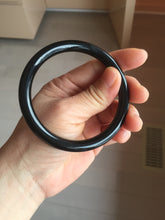 Load image into Gallery viewer, 59.5mm 100% Natural dark green/black round cut nephrite bangle HN83-2279