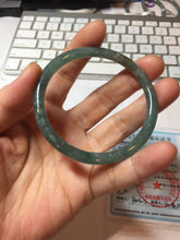 Load image into Gallery viewer, 54.2mm Type A 100% Natural Light Green/Gray/Black/Brown “Reed Flowers & Snow” Guatemala Slim Round Cut Jadeite Bangle PJ129-1422