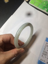 Load image into Gallery viewer, 55mm Certified type A 100% Natural icy watery light green/white round cut Jadeite bangle BG72-0420
