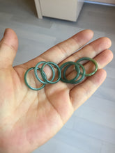 Load image into Gallery viewer, Size 7 3/4 100% natural type A icy watery light green/blue/yellow/gray skinny Guatemala jadeite jade band ring AR102