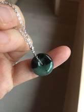 Load image into Gallery viewer, Type A 100% Natural dark green black Jadeite Safety Guardian Button donuts pendant PD187