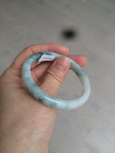 Load image into Gallery viewer, 50mm Certified Type A 100% Natural green/white with flying flowers oval Jadeite Jade bangle AH75-1630