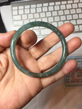 Load image into Gallery viewer, 54.2mm Type A 100% Natural Light Green/Gray/Black/Brown “Reed Flowers & Snow” Guatemala Slim Round Cut Jadeite Bangle PJ129-1422