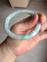 Load image into Gallery viewer, 56.5mm 100% natural type A white/sunny green round cut jadeite jade bangle BL108